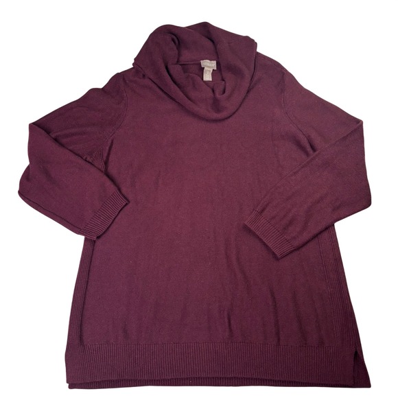 Chico's Sweaters - Chicos Plus Burgundy Maroon Cowl Neck Long Sleeve Sweater‎ Tunic Size 3 (XL/16)